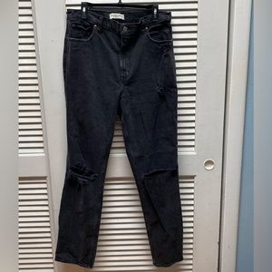 Abercrombie & Fitch Black Destroyed 90’s Straight Ultra High Rise Jeans